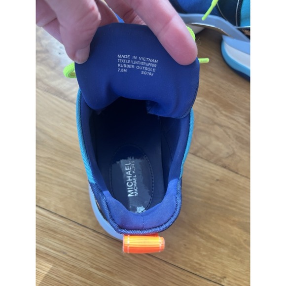 Michael Kors Olympia Chunky Wedge Trainer Sneakers Sapphire Sig Semi Lux 7.5 - Picture 6 of 7